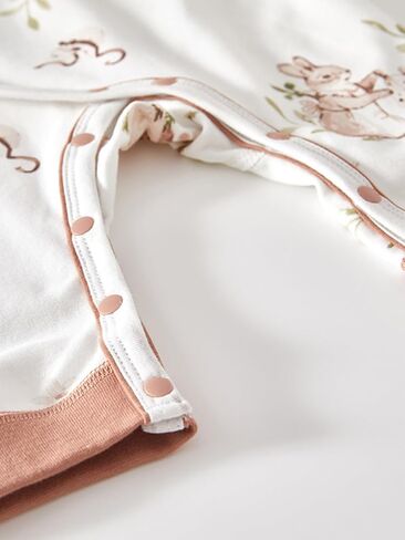 BINIDUCKLING Newborn Kimono Side Snap & Tie Wrap Over Long Sleeve Romper with Mitten Cuffs in Saudi Arabia