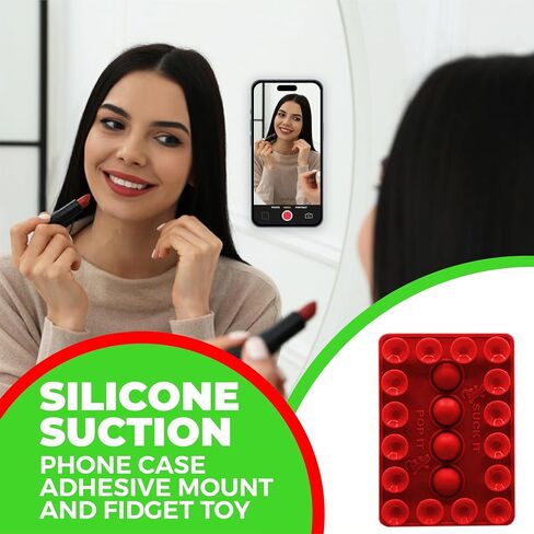 Adhesive Sticky Phone Grip Compatible with iPhone, Android - Suction Cup Phone Mount for Selfie, Videos - Sticks to Mirror & Car Window - Bubble Fidget Toy Included (Kitty Pink) in Saudi Arabia