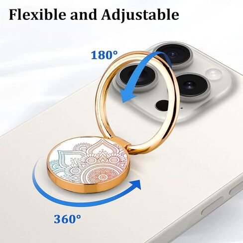 Cell Phone Mandala Flower Finger Ring Holder 360 Degree Rotation Metal Ring Grip Compatible with iPhone Samsung Galaxy All Smartphone Mobile Cute Accessories(Mandala White) in Saudi Arabia