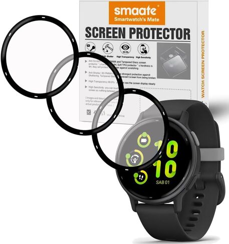 واقيات شاشة smaate ثلاثية الأبعاد متوافقة مع ساعة Garmin vívoactive 5 Fitness GPS الذكية مقاس 1.2 بوصة، 3 قطع، تغطية كاملة، مضادة للكسر in Saudi Arabia