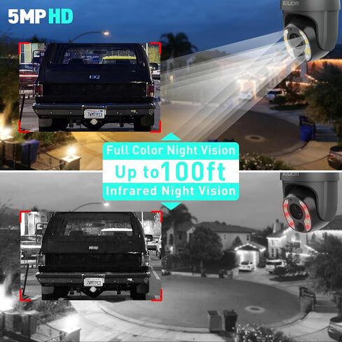 كاميرا مراقبة SOLIOM 5 ميجابكسل في الهواء الطلق مع تكبير بصري 10X، كاميرا أمان خلوية 4G LTE مع بطارية تعمل بالطاقة الشمسية، اكتشاف الإنسان، تتبع تلقائي، رؤية ليلية ملونة in Saudi Arabia