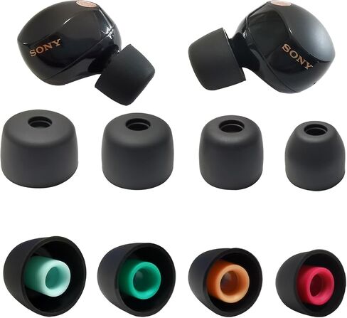 Soft Silicone Ear Tips for Sony WF-1000XM5 Earbuds Replacement Tips for Sony WF-1000XM4 WF-1000XM3, 4 Pairs Black in Kuwait