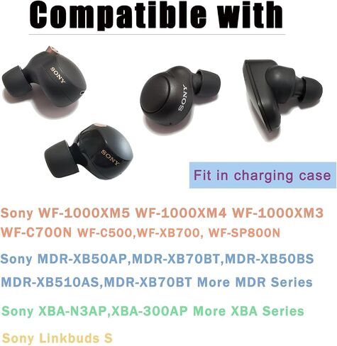 Soft Silicone Ear Tips for Sony WF-1000XM5 Earbuds Replacement Tips for Sony WF-1000XM4 WF-1000XM3, 4 Pairs Black in Kuwait