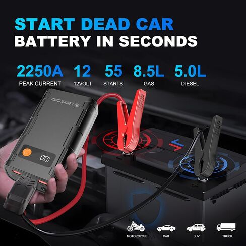 Jump Starter,3000A 24000mAh Portable Car Jump Starter Battery Pack for up to 10.0L Gas and 8.0L Diesel Engine,12V Battery Booster Pack Jump Box with USB Quick Charge 3.0 & DC 15V Ports in Saudi Arabia