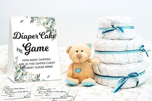 Baby Shower Game Set, Diaper Cake Games(1 Standing Sign + 50 Guessing Cards), Watercolor Pink Guess How Many Diapers Party Game, Gold Foil Gender Reveal Party Favor Decor(A03) in Kuwait