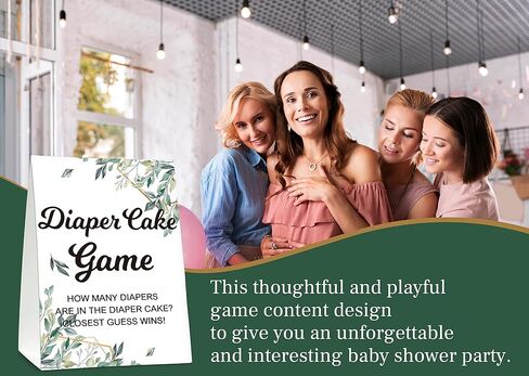 Baby Shower Game Set, Diaper Cake Games(1 Standing Sign + 50 Guessing Cards), Watercolor Pink Guess How Many Diapers Party Game, Gold Foil Gender Reveal Party Favor Decor(A03) in Kuwait
