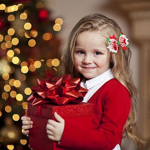 Christmas Hair Bows Clips,6Pcs Christmas Buffalo Plaid Hair Bows for Girls Red and Black Plaid Bow Hair Alligator Clips Xmas Hair Barrettes Bowknot Hairpin Christmas Hair Accessories for Toddler Girls in Kuwait