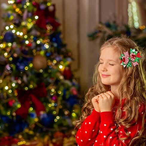 Christmas Hair Bows Clips,6Pcs Christmas Buffalo Plaid Hair Bows for Girls Red and Black Plaid Bow Hair Alligator Clips Xmas Hair Barrettes Bowknot Hairpin Christmas Hair Accessories for Toddler Girls in Kuwait