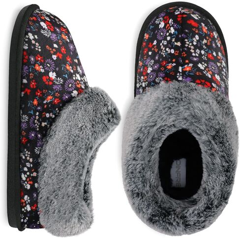 JOINFREE Women's Slippers Fuzzy House Shoes with Memory Foam Slip-on Comfy Bedroom Slippers Indoor Outdoor Shoes with Warm Faux Fur Collar in Kuwait