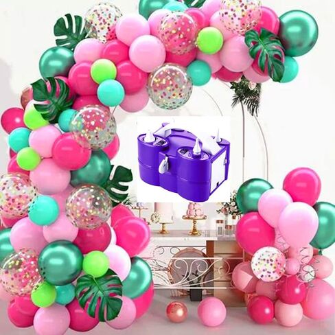 Electric Balloon Pump Portable Dual Nozzle Balloon Inflator Blower for Party Decoration with Tying Tool,Inflating Faster Save Time Rose Pink in Saudi Arabia