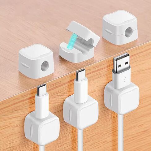 TAIKULE 6 حزمة مقاطع كابل مغناطيسي أبيض وأسود إدارة الكابلات USB كابل سلك الطاقة مقاطع الحبل للمنزل مكتب مكتب الهاتف سيارة جدار سطح المكتب منضدة in Saudi Arabia