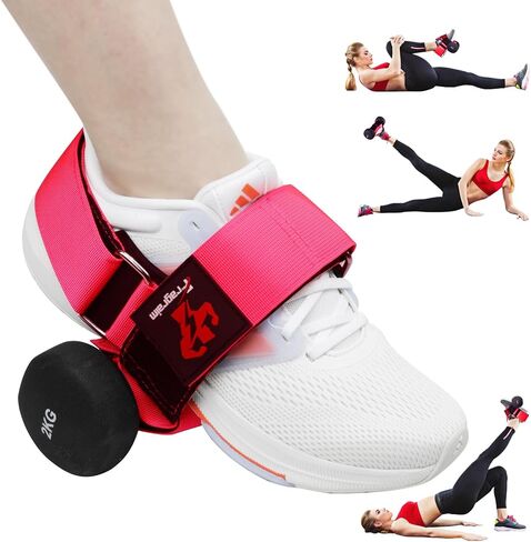 Fragraim 2 Pack Dumbbell Foot Attachment, Tibialis Trainer, Dumbbell Ankle Strap, Adjustable Ankle Leg Extension Strap for Strengthening HIPS, Legs, Knees and Calf, Easy to Disassemble (Rose) in Saudi Arabia