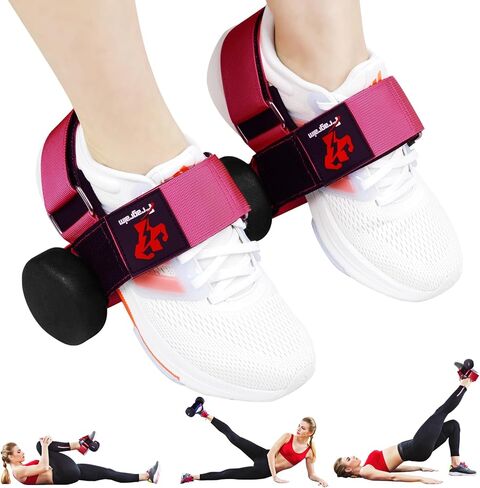 Fragraim 2 Pack Dumbbell Foot Attachment, Tibialis Trainer, Dumbbell Ankle Strap, Adjustable Ankle Leg Extension Strap for Strengthening HIPS, Legs, Knees and Calf, Easy to Disassemble (Rose) in Saudi Arabia