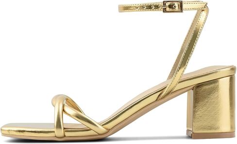 Strappy Heels for Women Mid Chunky Block Heels Square Toe Ankle Buckle Heeled Sandals in Saudi Arabia