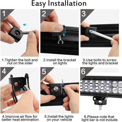 LEDKITO Slide Mounting Bracket LED Light Bar Base Mounting Brackets Universal Adjustable Side Bracket Kit for Most Light Bar Work Lights Pod Lights from 4 inch up to 52 inch (Pack of 2) in Saudi Arabia