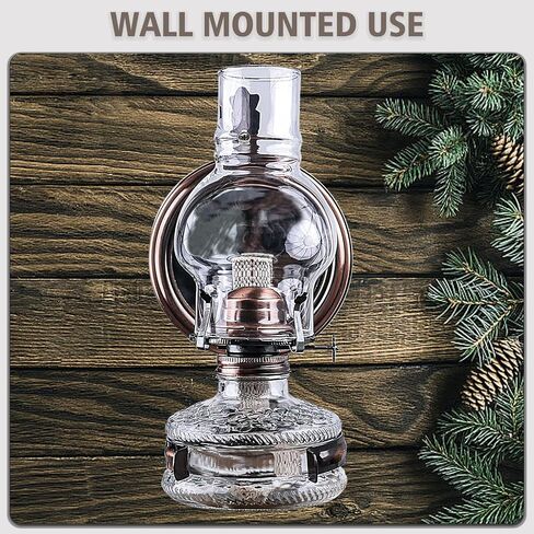 2 Pc Large Rustic Kerosene Lamp Lantern Chamber Antique Bronze Wall Oil Lamps for Indoor Use Home Decor Lighting Vintage Glass Clear Wall Mounted Kerosene Lamps 11 Inch Height in Saudi Arabia