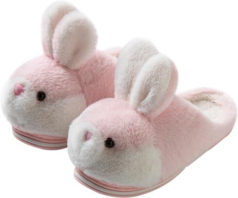 Women's Cute Rabbit Animal Slippers - Novelty Cozy Fuzzy Soft Plush Winter Warm House Shoes Cotton Slippers in Saudi Arabia