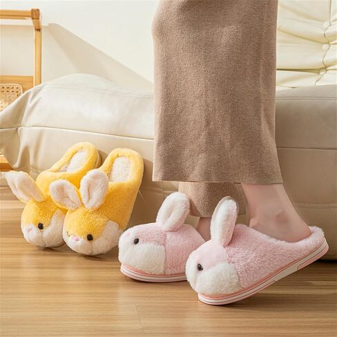 Women's Cute Rabbit Animal Slippers - Novelty Cozy Fuzzy Soft Plush Winter Warm House Shoes Cotton Slippers in Saudi Arabia