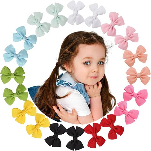 20PCS 2inch Hair Clips, BBGifts Girls' Tiny Bows Alligator Clips for Infants Toddlers 10 Bright Colors in Pairs Hair Accessory in Saudi Arabia