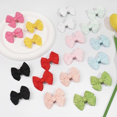 20PCS 2inch Hair Clips, BBGifts Girls' Tiny Bows Alligator Clips for Infants Toddlers 10 Bright Colors in Pairs Hair Accessory in Saudi Arabia
