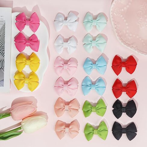 20PCS 2inch Hair Clips, BBGifts Girls' Tiny Bows Alligator Clips for Infants Toddlers 10 Bright Colors in Pairs Hair Accessory in Saudi Arabia