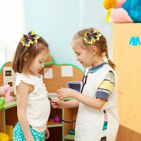 2Pcs School Bow Hair Clips for Girls 3D Apple Book Hair Accessories Letter Pen Bow Hairpins Litter Girls Alligator Hair Barrettes for Back to School Students Toddlers Kids Outfit in Saudi Arabia