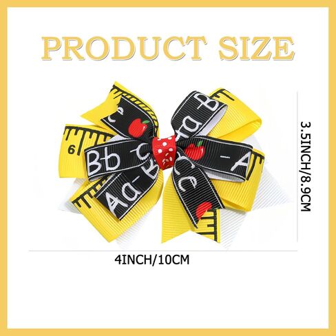 2Pcs School Bow Hair Clips for Girls 3D Apple Book Hair Accessories Letter Pen Bow Hairpins Litter Girls Alligator Hair Barrettes for Back to School Students Toddlers Kids Outfit in Saudi Arabia