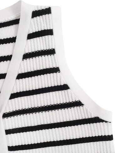 Verdusa Women's Sweater Vest Old Money Trendy Tops Striped Print Button Front Sleeveless Knit Sweaters in Saudi Arabia