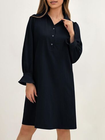 FENSACE Womens Casual Shirt Dress Ruffle Sleeve Solid Color Button Down Shift Summer Dress with Pockets in Saudi Arabia
