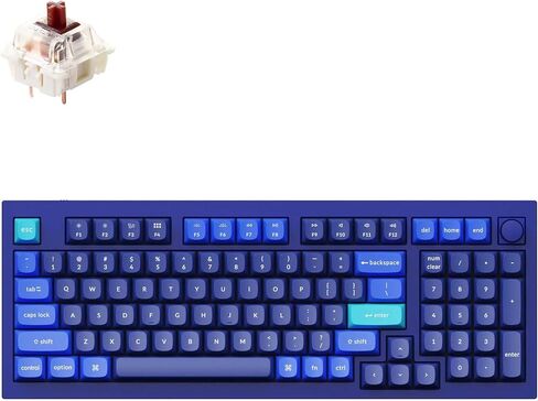 Keychron Q5 Wired Custom Mechanical Keyboard Knob Version, 96% Layout QMK/VIA Programmable Macro with Hot-swappable Gateron G Pro Red Switch Double Gasket Compatible with Mac Windows Linux (Blue) in Saudi Arabia