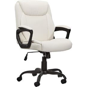 Amazon Basics Classic Puresoft PU Padded Mid-Back Office Computer Desk Chair with Armrest, 26"D x 23.75"W x 42"H, Black