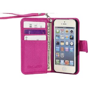 Wisdompro Wallet Case for iPhone 5, for iPhone 5s, for iPhone SE 2016, PU Leather Protective Phone Case Cover with Credit Card Slots and Magnetic Closure for iPhone SE 1st Generation/5s/5 - Black