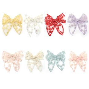 Cotton Muslin 4.5Inch Hair Bow Clips 8Pcs Set, Big Bow Alligator clips, Hair Accessories for Thin Thick Hair Toddler School Teen Baby Girls
