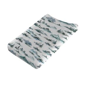 Watercolor Misty Forest Painting Baby Changing Table Pad Covers for Boy Girl 32''x16'' Woodland Mountain Foggy Fitted Changing Table Sheets Soft Breathable Diaper Changing Table Mats Covers