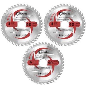 3PCS 4 1/2" 40T TCT Circular Saw Blades with 7/8-Inch Arbor,Carbide Tipped Teeth General Purpose Hard & Soft Wood Cutting Saw Blade