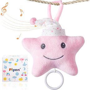Baby Hanging Musical Toy with Music Box,Baby Stroller Pendant Bell,Car Seat Toys,Baby Rattle,Star (white)