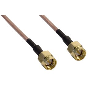 Amphenol CO-316SMAX200-010 Beige RG316 High Temp Coaxial Cable, SMA Male to SMA Male, 10'