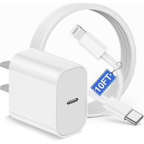 iPhone Charger Block, [ MFi Certified ] Wall Fast Charging Plug with Long USB C to Lightning Cable Cord 10ft,Type C Power Adapter Cube Box Brick for Apple iPhone 14 Pro Max/14 Pro/13/13 Pro/12 Mini/11