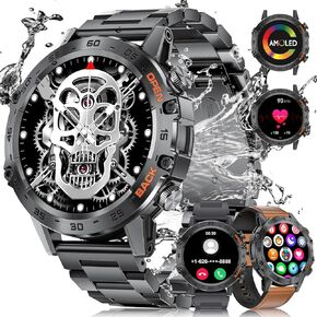 Smart Watch for Men with 3 Straps, 400mAh Battery, IP68 Waterproof Military Smartwatch with Bluetoth Calls, 123 Sport Modes, Heart Rate/Sleep Monitor, 1.39" Fitness Watch for Android iOS, Gray