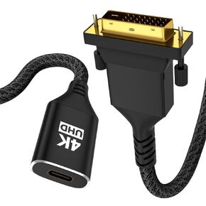 4K USB C to DVI Cable, Uni-Directional USB C Female to DVI Male Adapter, Ultra-High Speed 4K@60/2K@120Hz for MacBook Pro, Galaxy S8 to S23, iPhone 15 Series, iPad Pro