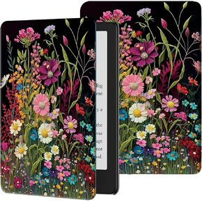 Case for 6" All-New Kindle 11th Generation 2022 Release Only Slim Lightweight PU Leather Adjustable Stand Smart Cover with Auto Wake/Sleep for Kindle 2022 11th Gen E-Reader, Chrysanthemum Flowers