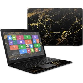 MightySkins Skin Compatible with HP 17t Laptop 17.3" (2017) - Black Gold Marble | Protective, Durable, and Unique Vinyl Decal wrap Cover | Easy to Apply, Remove, and Change Styles | Made in The USA