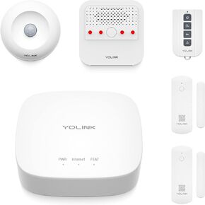 YoLink Home Security Starter Kit - Wireless Smart DIY Burglar Alarm, Intrusion Detection, LoRa, Motion, Door Sensors, Siren & Hub