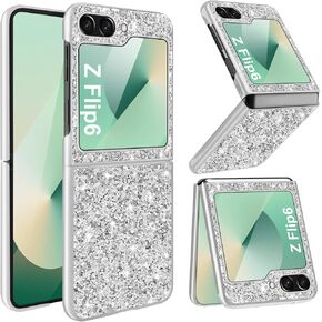 Silicone Case for Samsung Galaxy Z Flip 6 5G Case Glitter Sparkle Bling, Hybrid Matte Back Case High Impact Heavy Duty Shockproof Protective Cover Samsung Z Flip 6 Cute Case for Women 6.7" (Gold)