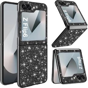 Silicone Case for Samsung Galaxy Z Flip 6 5G Case Glitter Sparkle Bling, Hybrid Matte Back Case High Impact Heavy Duty Shockproof Protective Cover Samsung Z Flip 6 Cute Case for Women 6.7" (Gold)