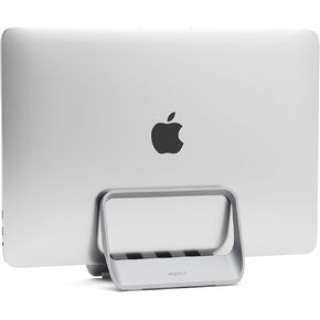 ABS Plastic Vertical Laptop Stand for Desk, Laptop Holder Dock,Adjustable Hinge Compatible with MacBook/Surface/iPad/Mini PC(Gray)