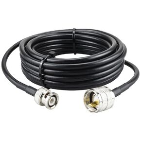 Boobrie BNC Male to UHF PL259 Male Coaxial Cable RG58U 49.2Ft PL-259 UHF to BNC Male Extension BNC to UHF Coax Antenna Cable Low Loss for CB Radio, Amateur Radi, SWR Meter