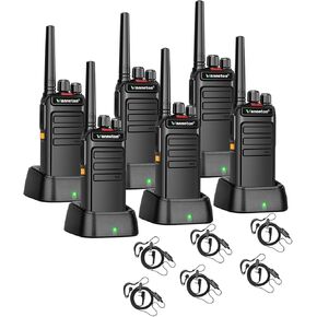 Rechargeable Walkie Talkies Long Range for Work,Waterproof Handheld Radio with Wireless Frequency Copy can Talk to Most Other Brands and Models of walkie-talkies（6 Pack）