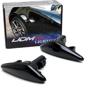 iJDMTOY Smoked Lens Dynamic Sequential Blink/Flow Amber LED Front Side Marker Light Kit Compatible With 2016-up Mazda MX-5, 2009-2012 Mazda RX-8, 2017-up Fiat 124 Spider, Replace OEM Sidemarker Lamps