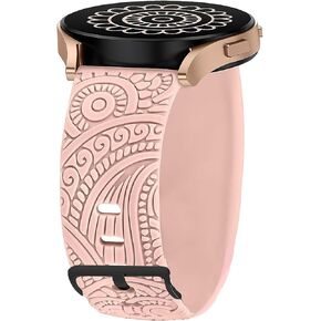 Vivomove Trend Bands, Lamshaw 20mm Soft Silicone Boho Engraved Fall Floral Sport Silicone Fancy Designer Flower Strap Replacement Straps Garmin Venu Sq 2/Venu Sq/Venu/Venu 2 Plus/Approach S12/Approach S40/Approach S42/D2 Air/Forerunner 245/Forerunner 55/F
